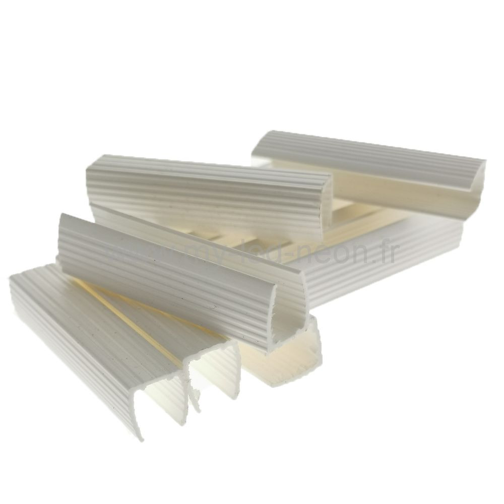10 profilés PVC 7x8mm blanc pour mini néon flexible.