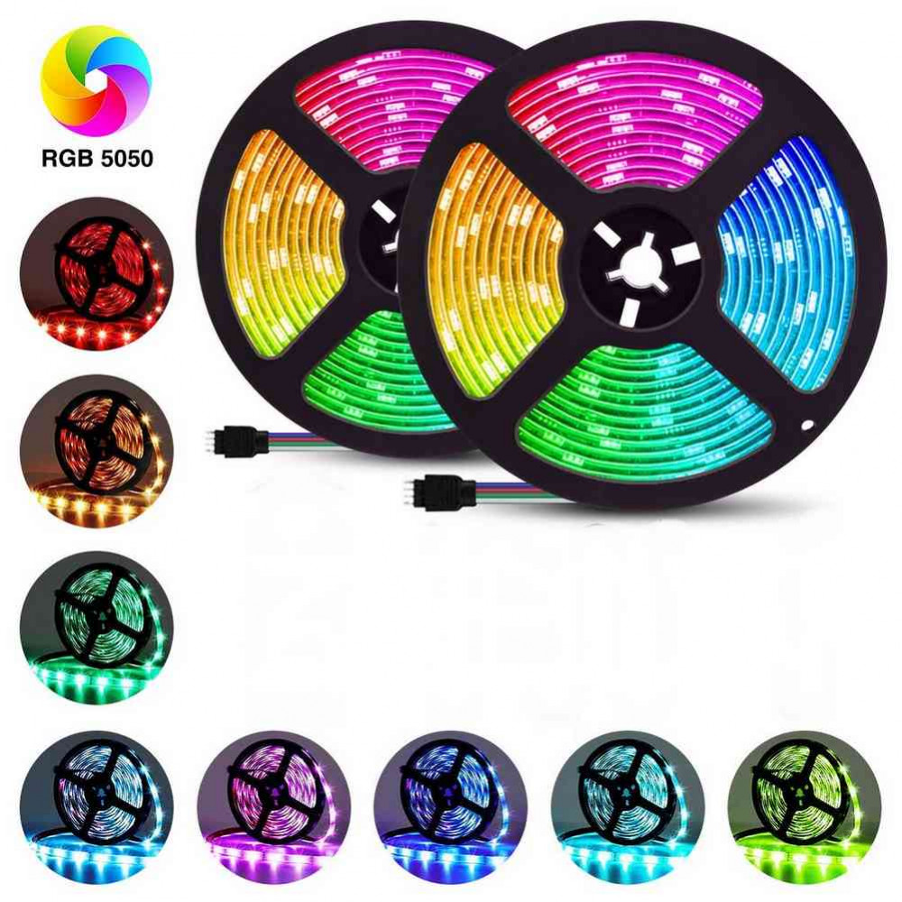 Ruban LED multicolore RGB avec 5 mètres 60 LED - bande simple 