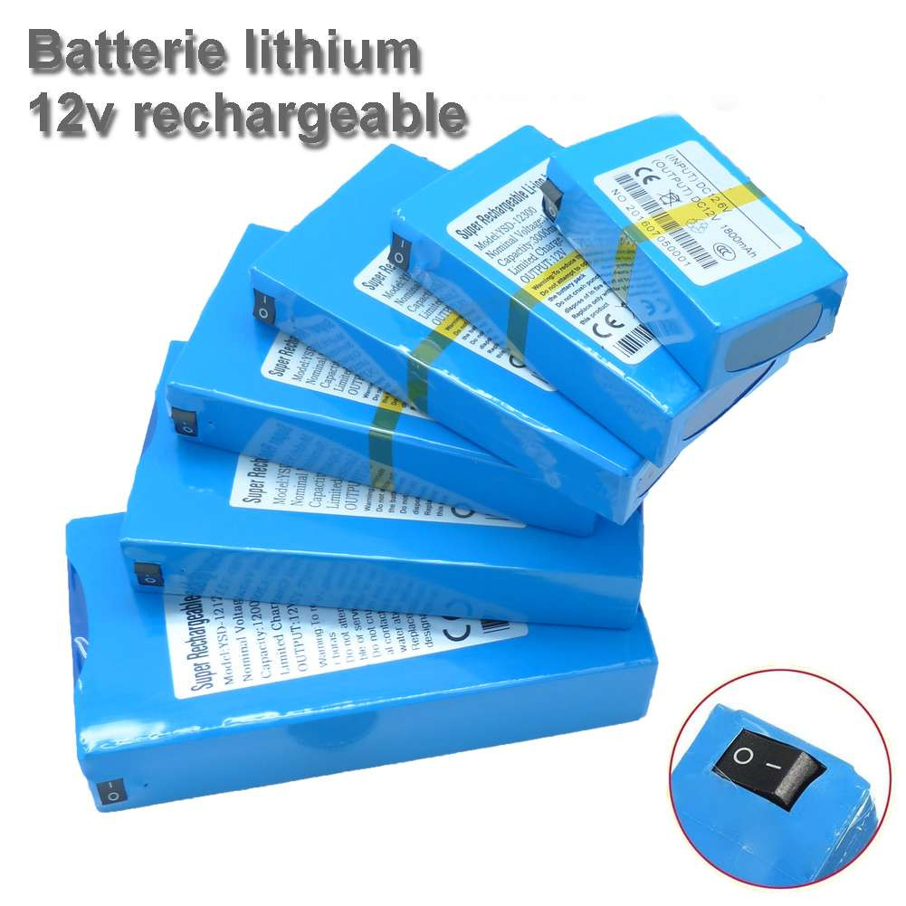 Batterie Lithium-Ion Rechargeable 12V - Capacités 1800mAh à 3000mAh - Avec Chargeur Et Protection BMS - Pour Bandes LED, Enceintes - 9