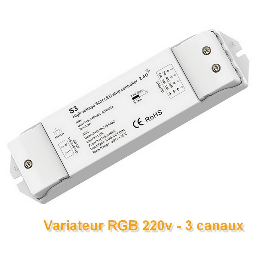 Contrôleur rubans LED RGB 220V AC avec télécommande RF 28 Touches
