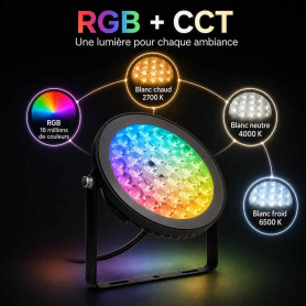 Projecteur LED 15w RGB + blanc ajustable 220v