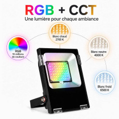 Projecteur LED 20w RGB + blanc ajustable 220v