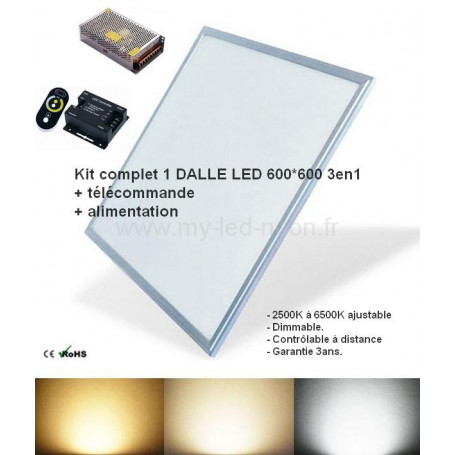 Kit dalle led 600 x 600 CCT + télécommande