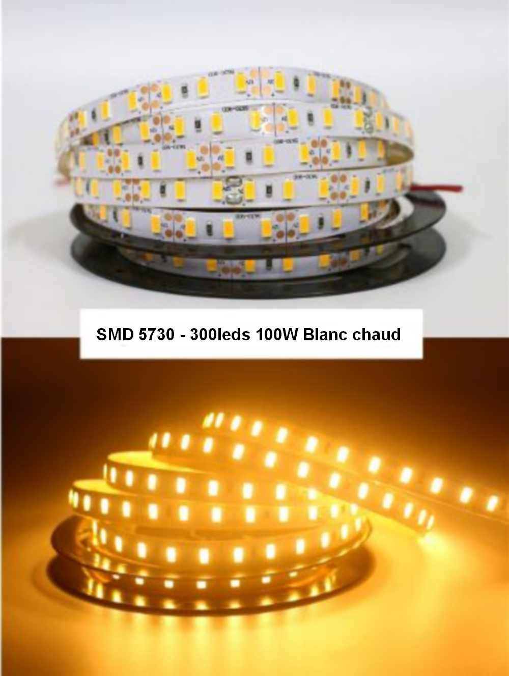 Bande lumineuse de 5m LED de boîtier, 72 LED / m, 360 LED SMD 5730 IP65  Lampe LED étanche avec prise de courant, AC 220V (lumière blanche)