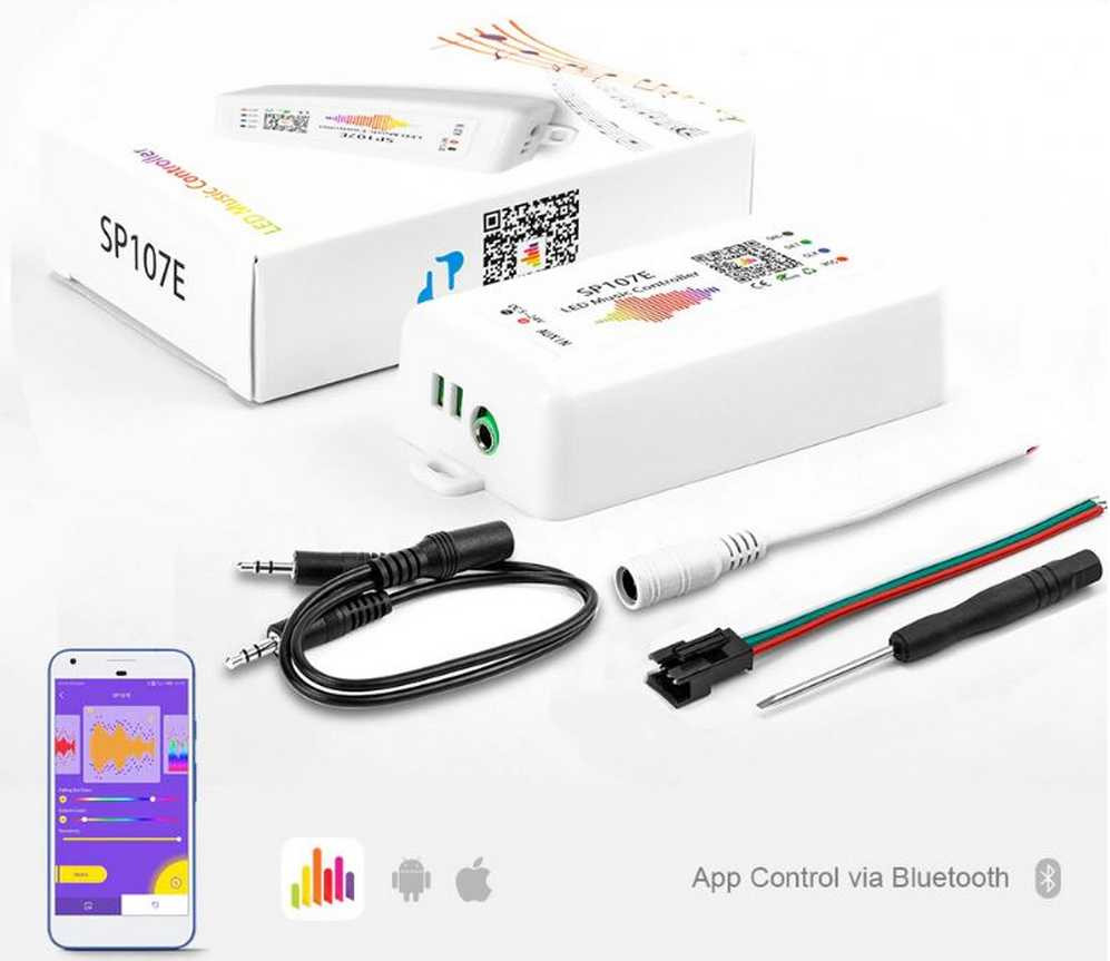 VIPMOON SP107E Contrôleur de Bluetooth LED DC 5V-24V pour Bande LED